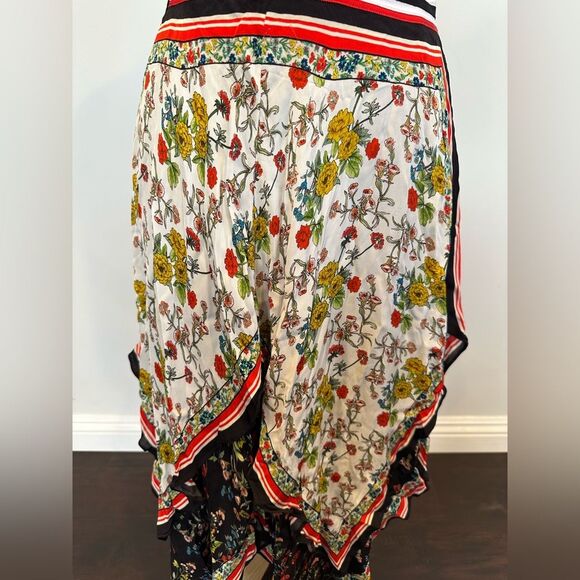 Alice + Olivia Maura Tiered Handkerchief Hem Midi Skirt size 8 - Picture 4 of 13